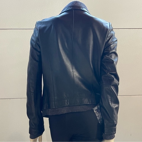 Andrew Marc Women's Asymmetrical shawl collar  Leather Jacket with wool lining - Picture 5 of 12